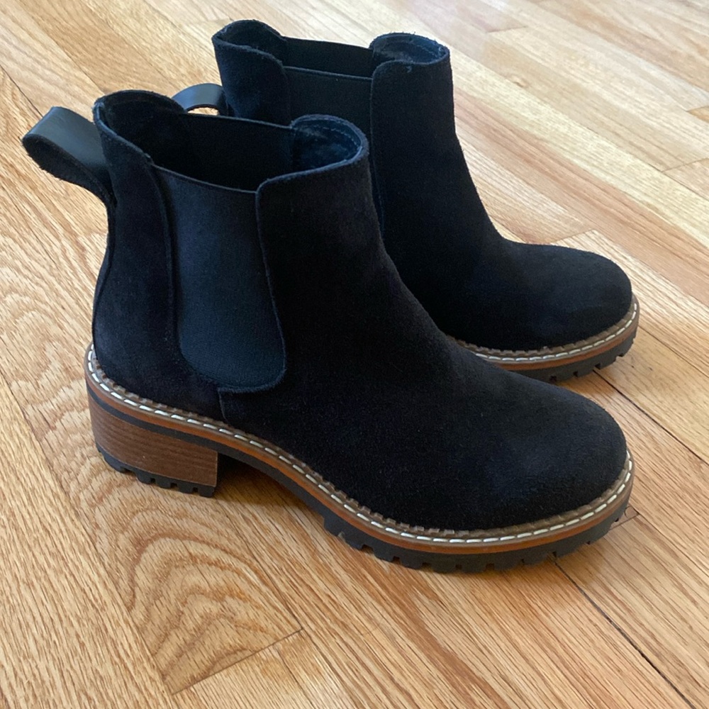 Black Suede Lug Sole Boots - Made in Spain